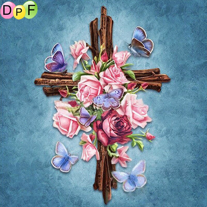 Flower Cross - DIY 5D Full Diamond Painting