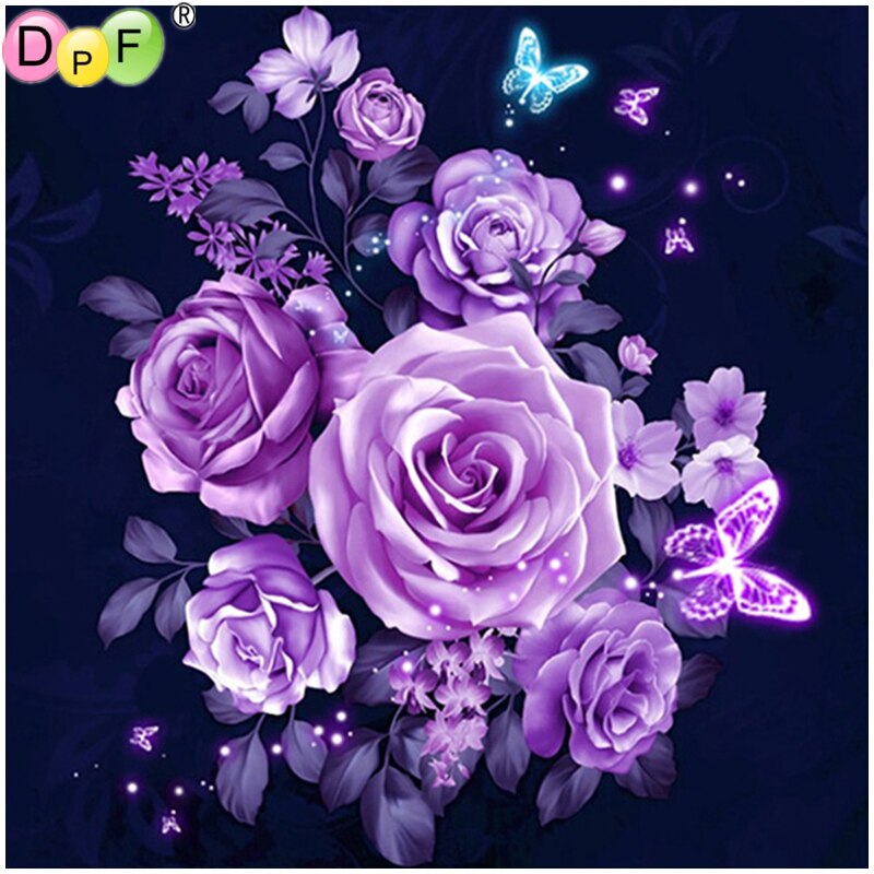Purple Roses - DIY 5D Full Diamond Painting
