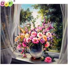 Load image into Gallery viewer, Flowers In The Window - DIY 5D Full Diamond Painting
