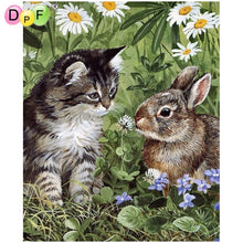 Load image into Gallery viewer, Rabbit and Cat - Diy 5d Full Diamond Painting
